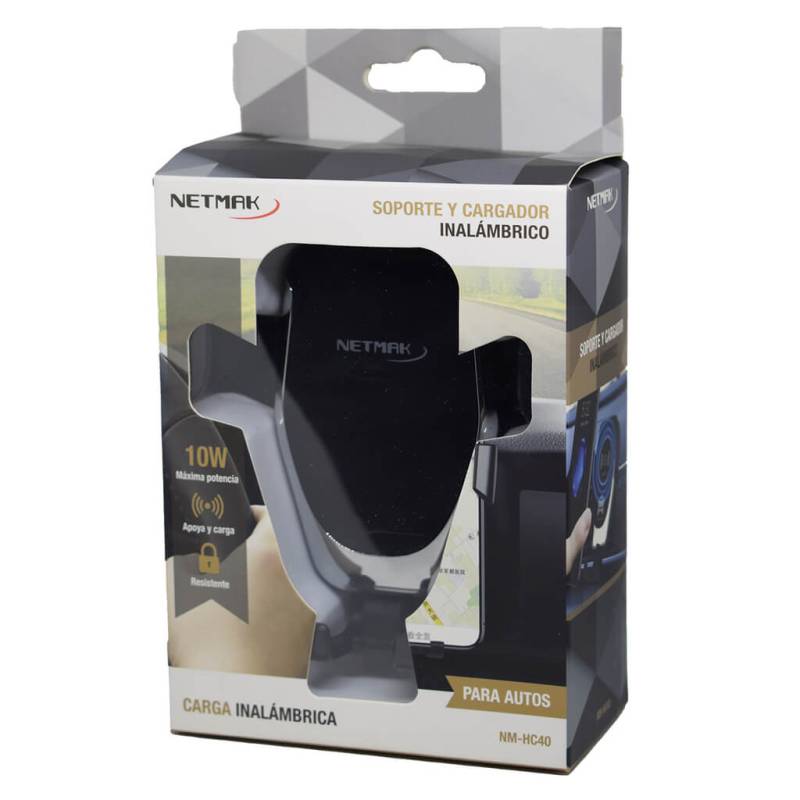 Soporte Y Cargador Inalambrico De Celular Para Auto Netmak (Nm-Hc40)