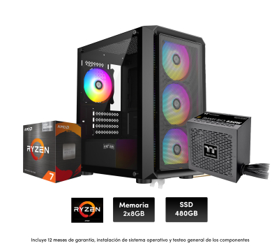 Pc Gamer R7 5700G, 8Gb X2 , 550W, Raptor Mesh, A520, 480 Ssd