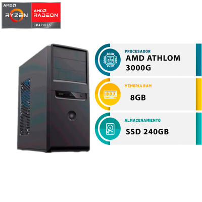 Pc Athlon 3000g , 8gb , A520, Ssd 240 , Kit Gabinete