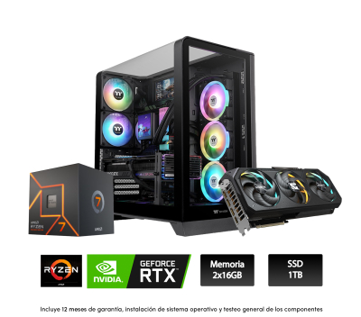 Pc Gamer R7 7700, 2X16Gb De Ram, 1000W, Rtx 5070 ,Corsair 2500, B850, M.2 1Tb , Water 360