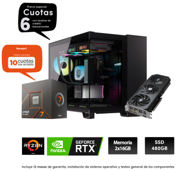 Pc Gamer R7 8700F, 2X16Gb De Ram, 650W, Rx 9060 Xt 8Gb, Corsair 2500, B850, Ssd 480