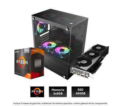 Pc Gamer  R7 5700, 8Gb X2 , 650W, Rx7600 8Gb , Raptor Nova, B550, 480 Ssd (Sin Adaptador Wi-Fi)
