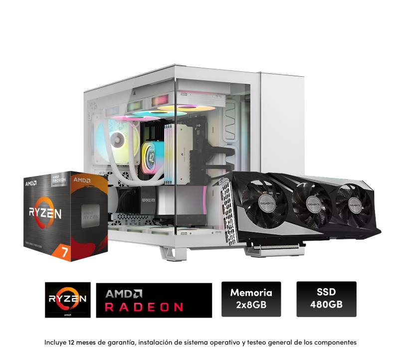 Pc Gamer  R7 5700, 8Gb X2 , 650W, Rx7600 8Gb , Corsair 2500, B550, 480 Ssd (Sin Adaptador Wi-Fi)