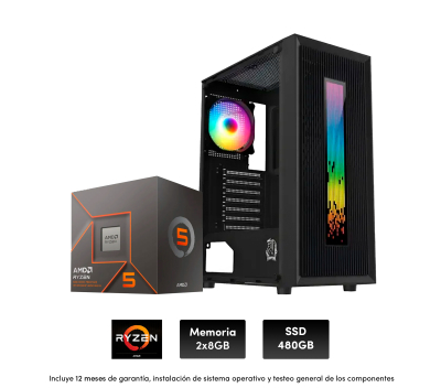Pc Gamer R5 8500G, 8X2, 650W, Raptor Vortex, A620, 480 Ssd (Sin Adaptador Wi-Fi)