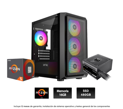 Pc Gamer R5 8500G, 16Gb X1, 650W, Raptor Mesh, A620, 480 Ssd (Sin Adaptador Wi-Fi)