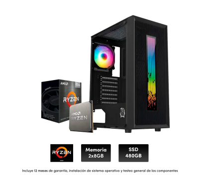 Pc Gamer R5 5600Gt, 2X8Gb , 550W, Raptor Vortex, A520, 480 Ssd