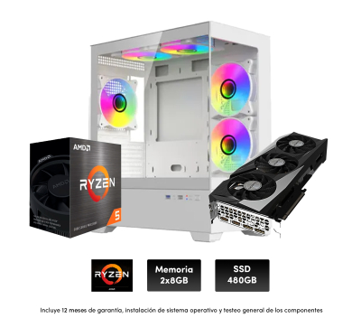 Pc Gamer R5 7600,  8X2 , Rx 7600 8Gb, 750W ,Raptor Thunder, B650, 480 Ssd (Sin Adaptador Wi-Fi)