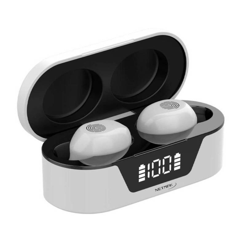 Auricular Bluetooth Touch C/Display Netmak (Nm-Biza-W) Blanco