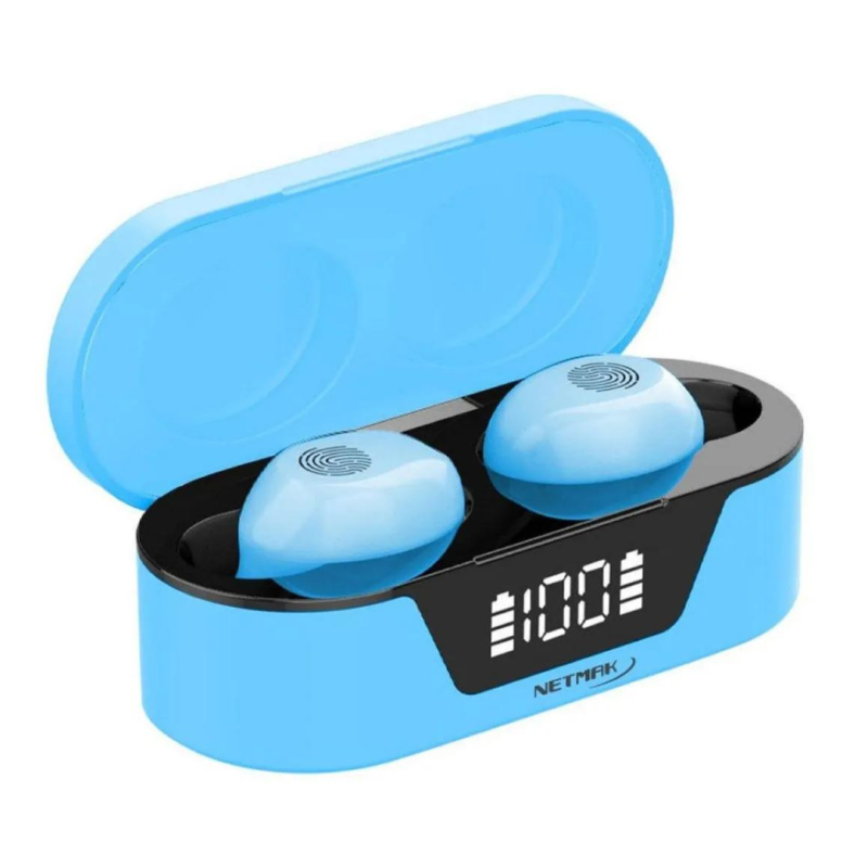 Auricular Bluetooth Touch C/Display Netmak (Nm-Biza-B) Azul