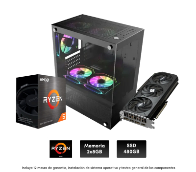 Pc Gamer R5  5500, 2X8Gb De Ram , 650W, Rtx 5050, Raptor Nova, B550, 480 Ssd