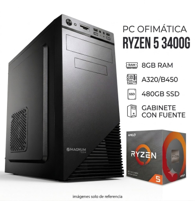 Pc Ofimatica Ryzen 5 3400G , 8Gb , Ssd 480 , Kit Gabinete