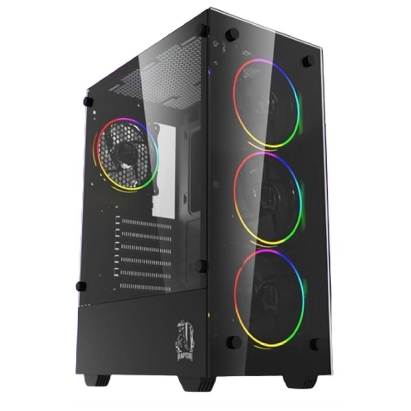 Gabinete Raptor Sentinel Tg Mid Tower Rgb Fan X4