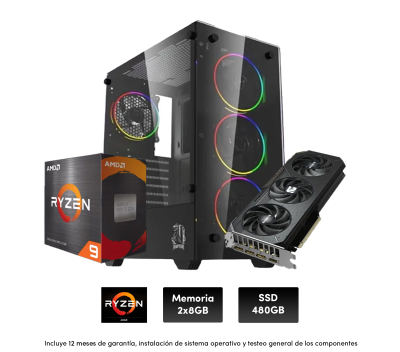 Pc Gamer R9 5900Xt, 2X8 Gb, 700W, Rtx 5060Ti, Raptor Sentinel, B550, Ssd 480 (Sin Adaptador Wifi)