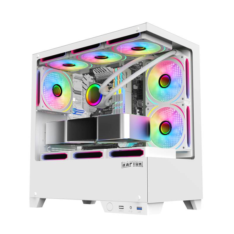 Gabinete Raptor Thunder Strike Tg X2 White Mid-Tower Rgb Fanx1