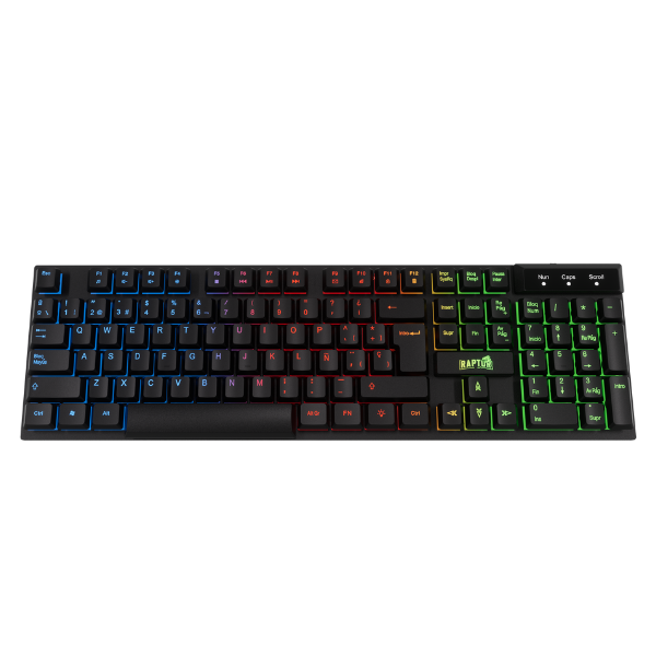 Teclado Raptor Fireclaw M1 Membrana Rainbow 7 Colores