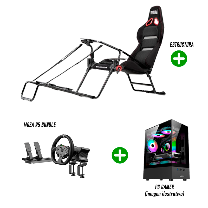 Moza R5 Bundle + Formula Lite Pro  + Pc Gamer (R7 5700X-Rx 9060 Xt 16Gb- 32Gb Ram-M.2 500Gb)