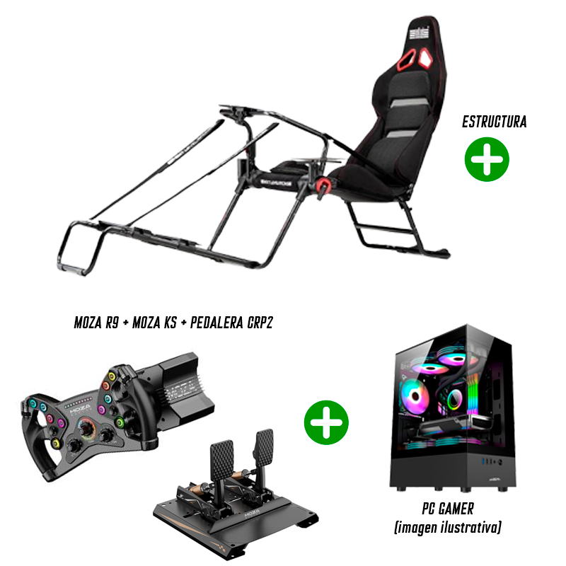 Kit Moza (Ks+R9+Crp2-2Pedal) + Formula Lite Pro  +Pc Gamer (R7 5700X-Rx 9060 Xt 16Gb - 32Gb Ram - M.2 500Gb)