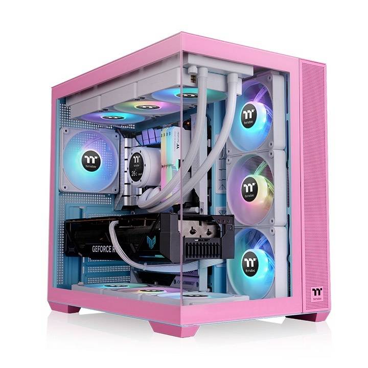 Gabinete Tt View 380 Mid-Tower Tg X2 Fan Argb X4 Bubble Pink