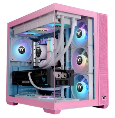 Gabinete Tt View 380 Mid-Tower Tg X2 Fan Argb X4 Bubble Pink