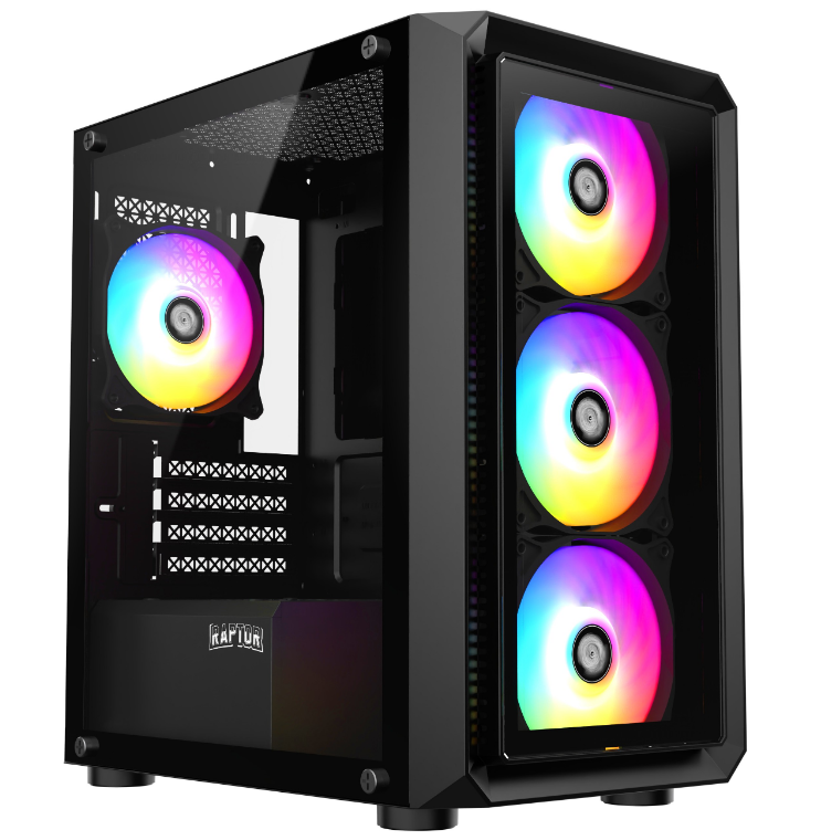 Gabinete Raptor Infinity Glass Tg X2 Mid-Tower Rgb Fan X4