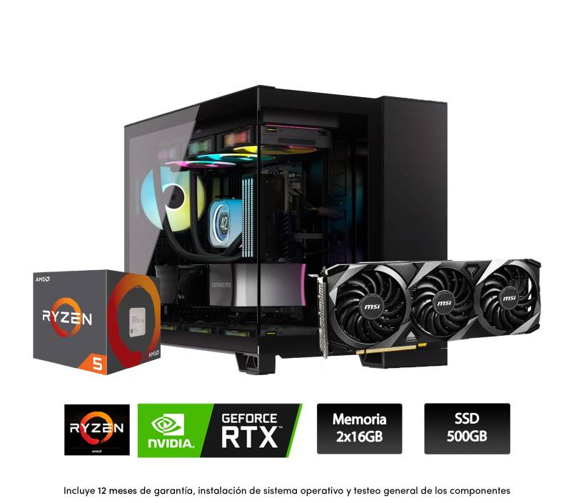Pc Gamer R5 7600, 16Gbx2 Ddr5 , 650W, Rtx 3060Ti 8Gb(Usada), Corsair 2500, B840, Ssd 500Gb (Sin Adaptador Wifi)