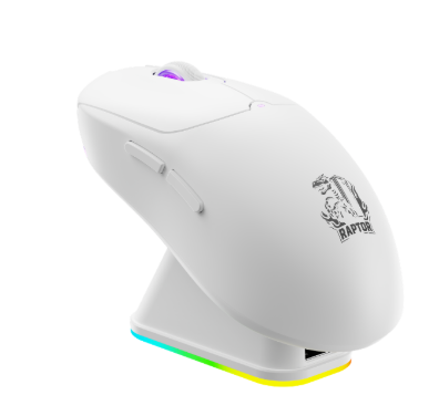Mouse Gamer Raptor Storm Grip Wireless 4 Botones 24000Dpi C/Base Cargadora White