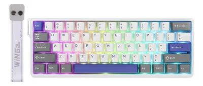 Aula Win60He Max White/Grey/Blue Sw Wing Chun Teclado Mecanico 60%