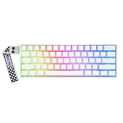 Aula Mini60 He Pro White Rgb Sw Mistcloud Teclado Mecanico Magnetico Trimodo 60% Ingles Usb 8Khz