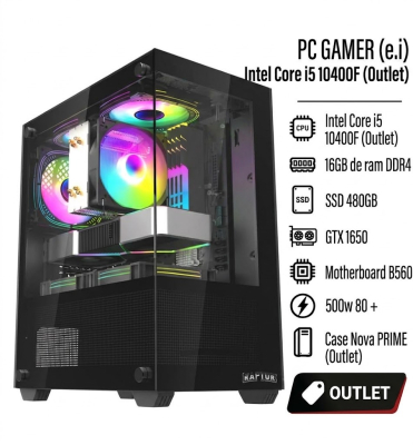 Pc Gamer (E.i) Intel Core I5 10400F , Ssd 480 , B560 , Gtx 1650 , Nova Prime , 16Gb De Ram , 500W 80 + (Outlet)