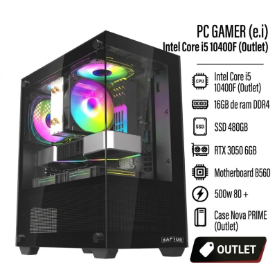 Pc Gamer (E.i) Intel Core I5 10400F , Ssd 480 , B560 , Rtx 3050 6Gb , Nova Prime , 16Gb De Ram , 500W 80 + (Outlet)