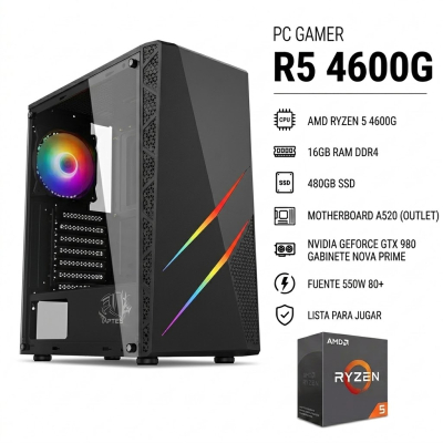 Pc Gamer (E.i) R5 4600G, 16Gb Ram, Ssd 480Gb, Gab Raptor Blaze Force