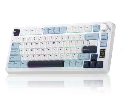 Aula S75 Pro Light Blue White Black Purple Wir 75% Rgb Sw Seiya Teclado Mecanico Trimodo En Dial Gas