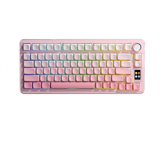 Aula S75 Pro Pink White Degrade Wir 75% Rgb Sw Star Vector Teclado Mecanico Trimodo En Dial Gasket