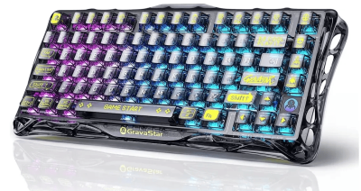 Teclado Mecanico Gamer Gravastar Mercury K1 Lite 75% Bluetooth 2.4Ghz Cableado / Crystal Aurora