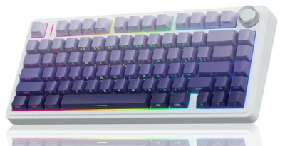 Aula F75 Purple White Degradé Wireless 75% Rgb Sw Star Vector Teclado Mecanico Trimodo Inglés Dial