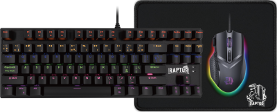 Combo Gamer Raptor Teclado 87 Teclas + Mouse Rgb 7200Dpi + Mouse Pad S (3071)
