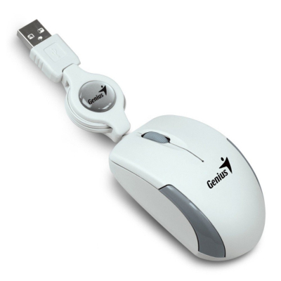 Mouse Usb Mini Retractil Genius Micro Traveller White
