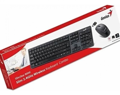 Teclado + Mouse Wireless Genius Slimstar 8230 Black Dual Bt/2.4Ghz
