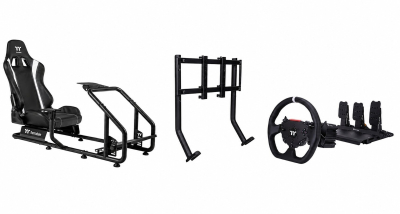 Simulador Completo Thermaltake , Cockpits Gr300 + Bundle G6 Volante Pedalera Triple Drive Racing 6Nm + Soporte Monitor Para Gr300 + Guantes De Regalo Tt