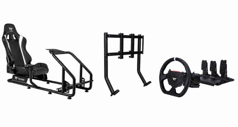 Simulador Completo Thermaltake , Cockpits Gr300 + Bundle G6 Volante Pedalera Triple Drive Racing 6Nm + Soporte Monitor Para Gr300 + Guantes De Regalo Tt