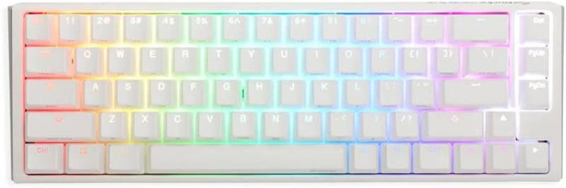 Teclado Mecanico Ducky One 3 Sf Teclas Blancas Interruptor Transparente Ingles Pbt Doble Disparo Sin Costuras Estuche Superior Blanco Estuche Inferior