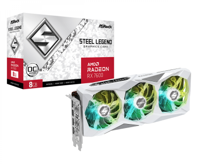 Placa De Video Asrock Rx7600 8Gb Oc Steel Legend White Argb